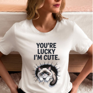 T-shirt En Tri-matière T'as de la Chance que Je Sois un Chat Mignon