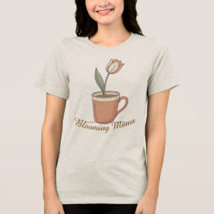 T-shirt En Tri-matière Tasse de café Fleur de Tulipe Minimaliste Douce Ma