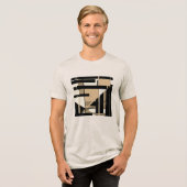 T-shirt En Tri-matière Taupe noir Tan géométrique MCM design d'art (Recto plein)