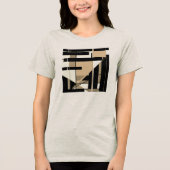 T-shirt En Tri-matière Taupe noir Tan géométrique MCM design d'art (Recto)