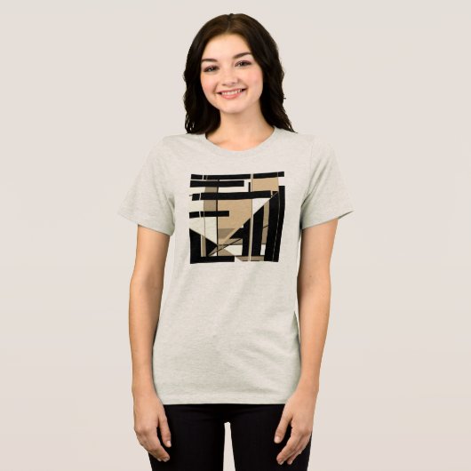 T-shirt En Tri-matière Taupe noir Tan géométrique MCM design d'art (Recto plein)