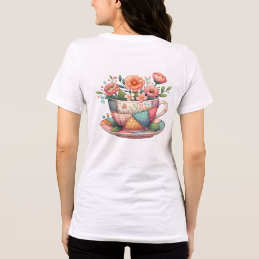 T-shirt En Tri-matière Teacup Patchwork avec Fleurs Whimsical (Verso)