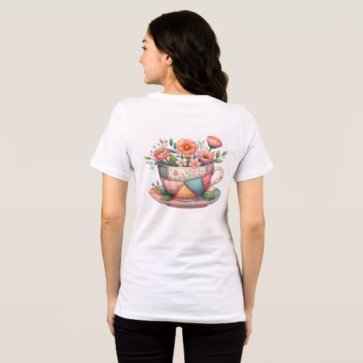 T-shirt En Tri-matière Teacup Patchwork avec Fleurs Whimsical (Verso intégral)
