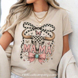 T-shirt En Tri-matière Tee à motifs crâne maman western à noeud papillon