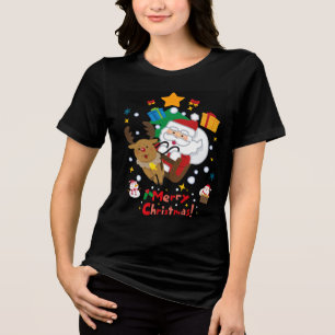 T-shirt En Tri-matière Tee Jolly Santa Renne Cerf Étoile Joyeux Noël