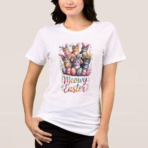 T-shirt En Tri-matière Tee Meowy Pâques Drôle Chat Vacances Humour Chemis