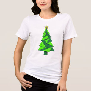 T-shirt En Tri-matière Tee-shirt à l'arbre de Noël géométrique origami fe