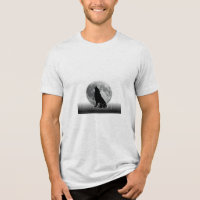 Tee-shirt graphique loup lunaire minimaliste noir 