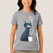 T-shirt En Tri-matière Température Du Thé D'Essai De Chat Avec Queue (Recto)