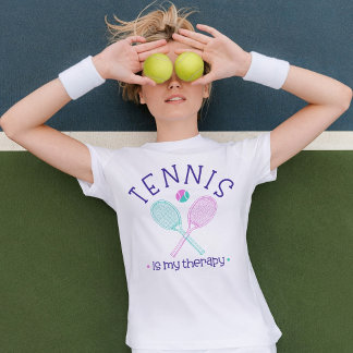 T-shirt En Tri-matière Tennis is My Therapy Girly T-Shirt