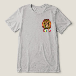T-shirt En Tri-matière tête de lion rasta rouge vert jaune Jamaïque un am