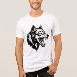 T-shirt En Tri-matière Tête de loup grognant Graphique Animal sauvage agr