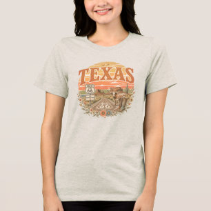 T-shirt En Tri-matière Texas Route 66 Lone Star Sunset Vintage