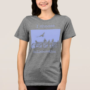 T-shirt En Tri-matière Texte éditable Impression d'art de mouettes mignon