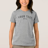 T-shirt En Tri-matière Texte personnalisé Jeunes Garçons Gray Triblend (Recto)