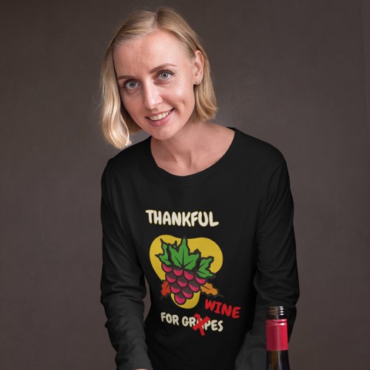 T-shirt En Tri-matière “Thankful for Grapes...Wine" Funny Thanksgiving