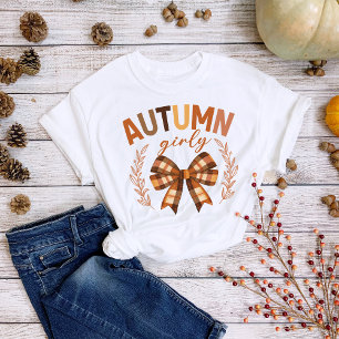 T-shirt En Tri-matière Thanksgiving Automne Plaid Bow Automne Girls