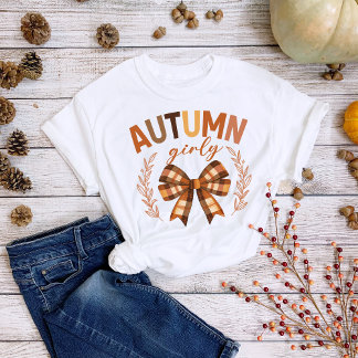 T-shirt En Tri-matière Thanksgiving Automne Plaid Bow Automne Girls