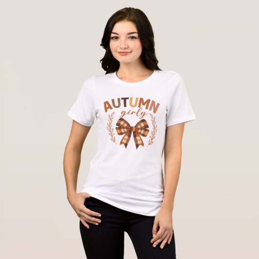 T-shirt En Tri-matière Thanksgiving Automne Plaid Bow Automne Girls (Recto plein)