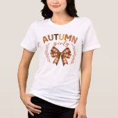 T-shirt En Tri-matière Thanksgiving Automne Plaid Bow Automne Girls (Recto)