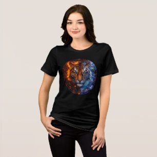 T-shirt En Tri-matière Tigre Élémentaire Cyber – Art Fantastique Feu & Gl