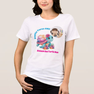 T-shirt En Tri-matière Tortue de mer florale mignonne Fleurir Maman Photo