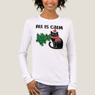 T-shirt En Tri-matière Tout est calme Noël Chat noir drôle