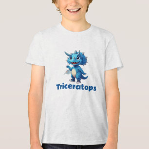 T-shirt En Tri-matière Triceratops joyeux pour les petits fans de dinosau