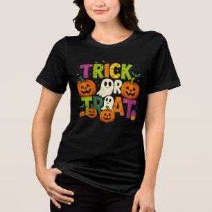 T-shirt En Tri-matière Trick or Treat Halloween Mignons Fantômes, Citroui