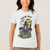 T-shirt En Tri-matière Trick ou traiter Halloween maison hantée avec sorc (Recto)