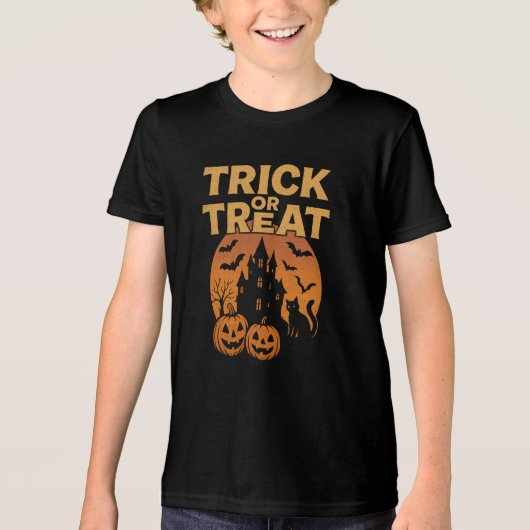 T-shirt En Tri-matière Tricoter ou traiter les vêtements Retro Halloween (Recto)