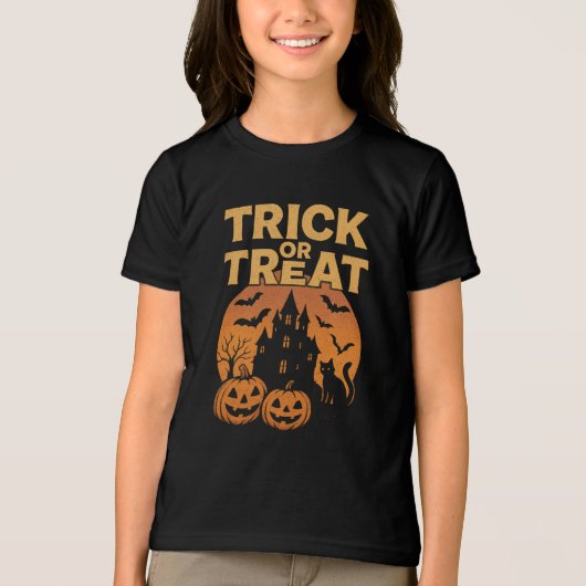 T-shirt En Tri-matière Tricoter ou traiter les vêtements Retro Halloween (Recto)