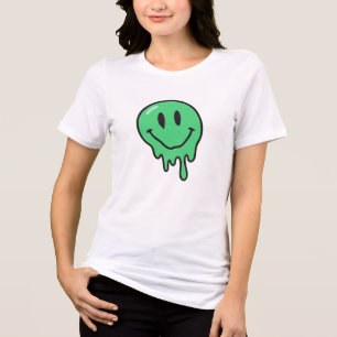 T-shirt En Tri-matière Trippy Dripping Green Melting Smiley Face Esthétiq