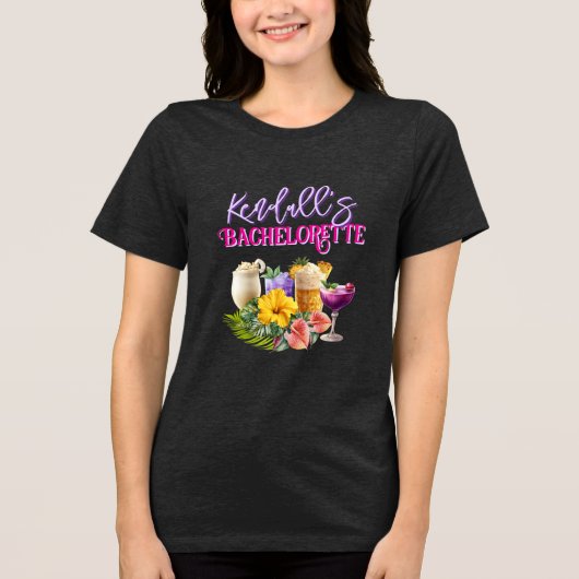 T-shirt En Tri-matière Tropical Drinks Personalized Bachelorette T-shirt (Recto)