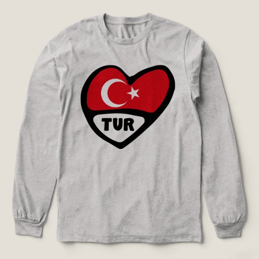 T-shirt En Tri-matière Turquie Coeur Drapeau TUR Code du pays (Motif devant)