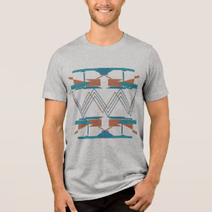 T-shirt En Tri-matière Turquoise Bleu Orange Zig-zag Sud-Ouest Look