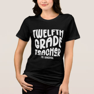 T-shirt En Tri-matière Twelfth Grade Teacher Simple Retro Text Custom