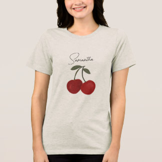 T-shirt En Tri-matière Two Red Cherries Illustration | Cute Fruit Art 