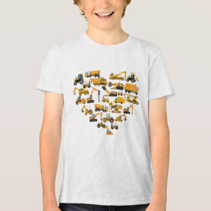 T-shirt En Tri-matière Type d'excavateur de construction Bulldozer Valent
