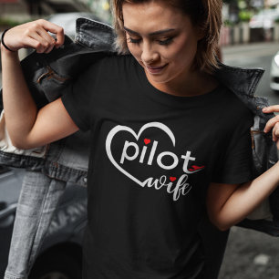 T-shirt En Tri-matière Typographie de la femme pilote et avion Simple, mi