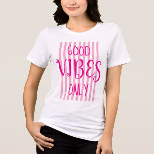 T-shirt En Tri-matière Typographie Rose Chaud Bonnes Vibrations Uniquemen