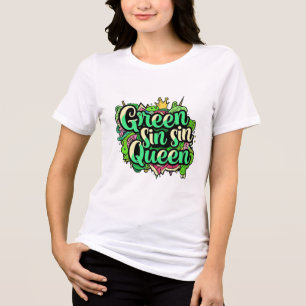 T-shirt En Tri-matière Typographie T-Sh de la reine du péché vert vibreur