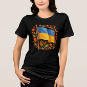 T-shirt En Tri-matière Ukrainian flag with Trident. Support Ukraine. (Recto)