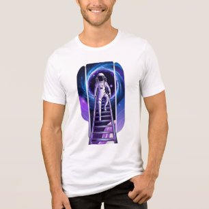 T-shirt En Tri-matière Un astronaute escalade une échelle menant à un por