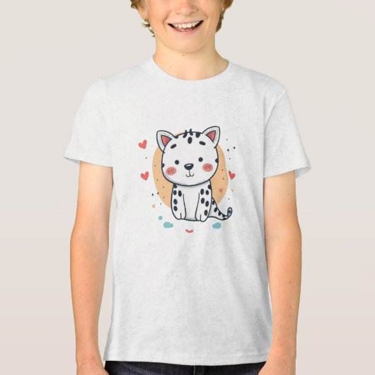 T-shirt En Tri-matière Un mignon léopard des neiges aux coeurs (Recto)