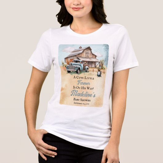 T-shirt En Tri-matière Un Mignon Petit Agriculteur Est En Chemin De Baby (Recto)