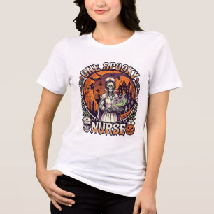 T-shirt En Tri-matière Une infirmière effrayante Halloween squelette poti