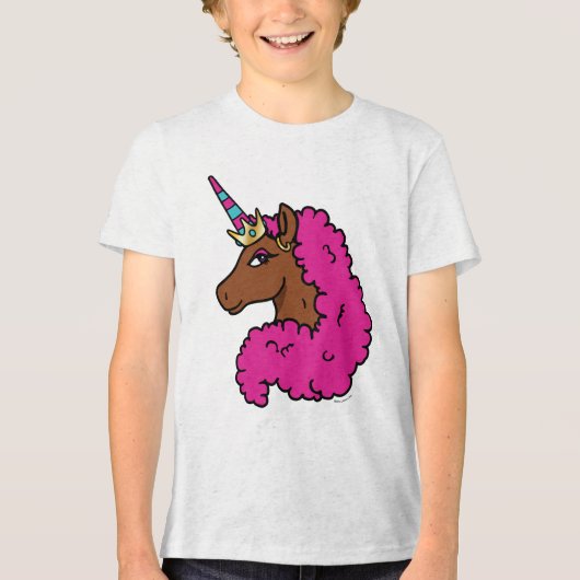 T-shirt En Tri-matière Unicorne Afro Rose Chaud (Recto)
