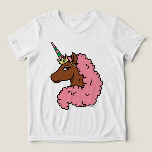 T-shirt En Tri-matière Unicorne Afro Rose clair (Design Recto)