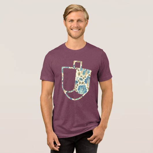 T-shirt En Tri-matière Unique Dreidel Faux Applique Hanoukka (Recto plein)